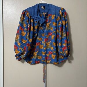 Two piece saddle skirt and top set. Vintage Diane Freis